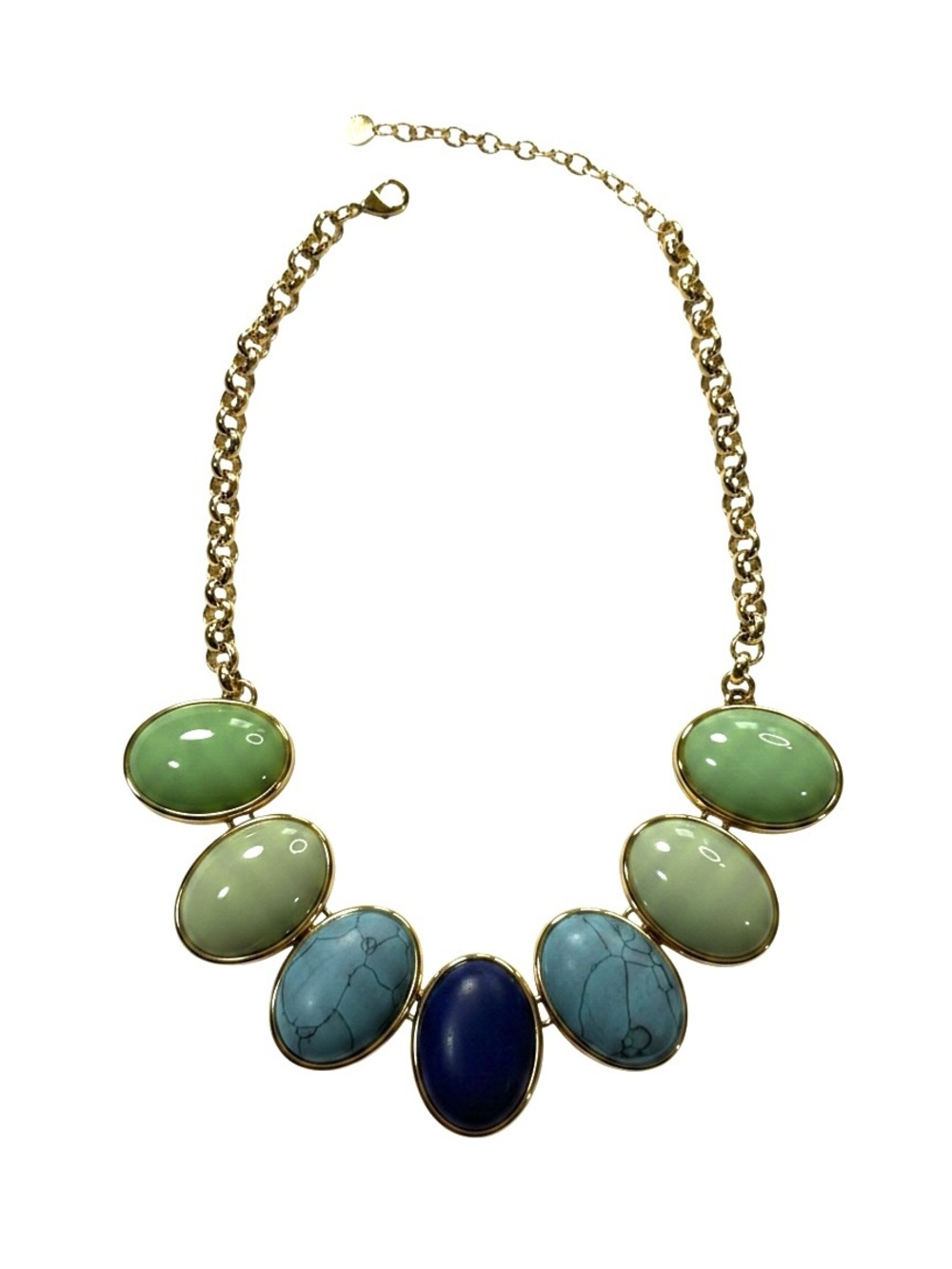 Talbots Gold Tone Blue & Green Statement Necklace